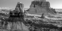 Hoodoos, Mesas, Towers and Spires - Goblin Valley - Black and White